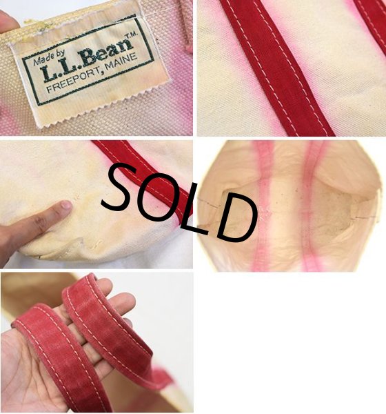 画像2: 耳付き80's【ビンテージ】 【ＬＬビーン】【L.L.bean】【キャンバス】【トートバッグ】【白×赤】【L.L.ビーン】  (2)