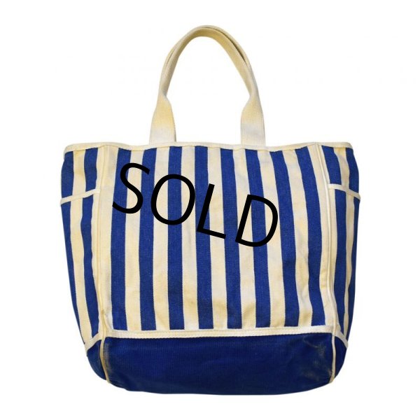 画像4:  【Merona sports】【青×白】【ストライプ】【生成り】【トートバッグ】  (4)