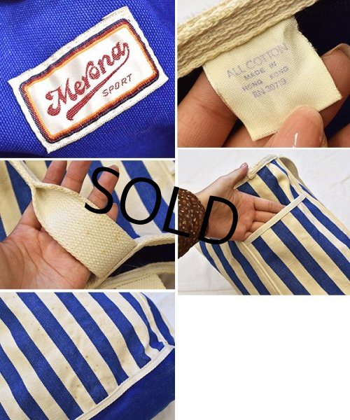 画像2:  【Merona sports】【青×白】【ストライプ】【生成り】【トートバッグ】  (2)