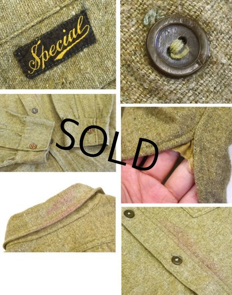 画像2: 【30's】【ビンテージ】【チンストラップ】【ウールシャツ】  (2)