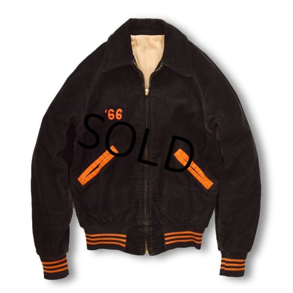 画像3: 60’s【ビンテージ】【黒×オレンジ】【刺繍】 チェーンステッチ【NORTHEASTERN】【コーデュロイ】【スタジャン】【コーデュロイジャケット】  (3)