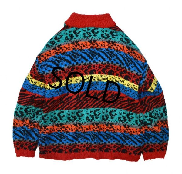 画像3: 【ビンテージ】【Stefano】【カラフル】【アニマル柄】【ボーダー】【ハイネック】【セーター】【レディース古着】レディースM程度  (3)