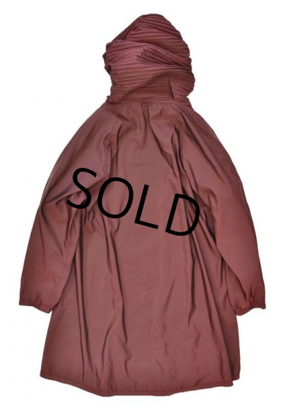 画像4: USA製【ビンテージ】【エンジ】【リバーシブル】プリーツフード付き【ナイロンコート】【レインコート】【レディース古着】  (4)