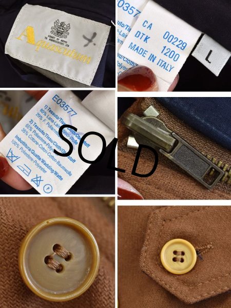 画像2: 【イタリー製】 【ビンテージ】【アクアスキュータム】【紺×ブラウン】【リバーシブルジャケット】【ウールジャケット】【サイズL】  (2)