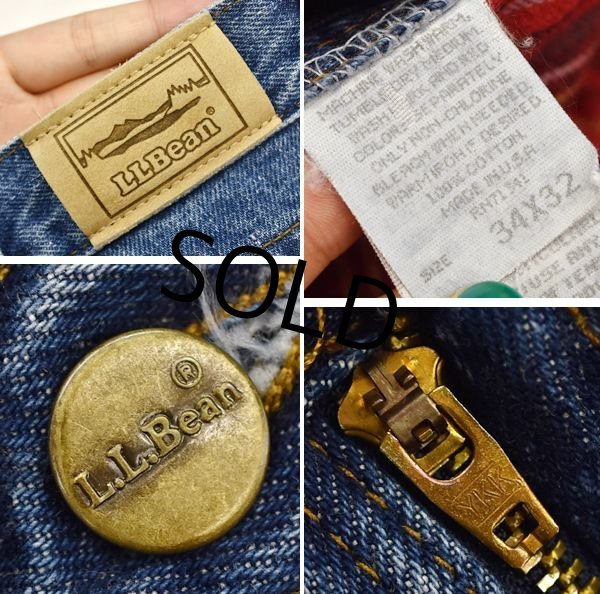 画像3: 【USA製】【L.L.bean】LLビーン【赤チェック裏地付き】【デニムパンツ】【34×33】  (3)