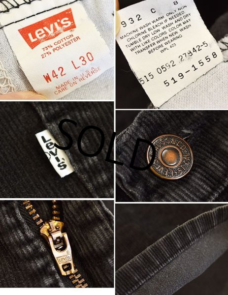 画像3: 大きめサイズ! USA製★LEVI'S【リーバイス】【519】【黒・ブラック】【コーデュロイパンツ】519-1558【40X30】  (3)