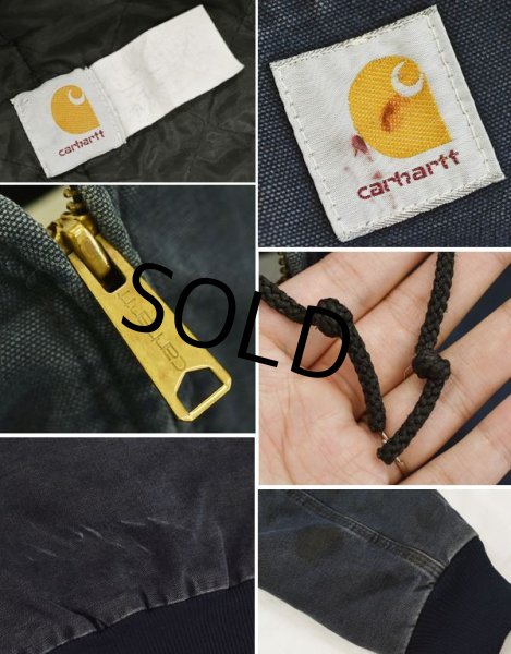 画像2: ビンテージ【carhartt】【カーハート】【紺】【ダック地】【キルティング裏地付き】【フルジップパーカー】【サイズＭ程度】  (2)