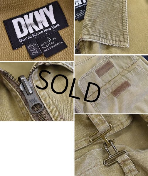 画像2:  【ビンテージ】【DKNY】カーキ【ジップアップ】【コットンジャケット】【サイズS】  (2)