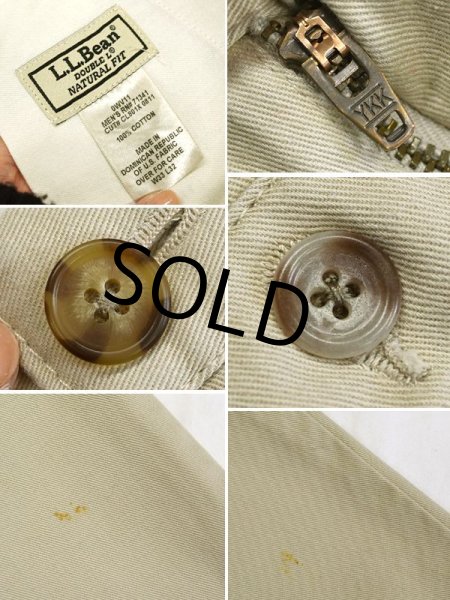 画像2:  ビンテージ 【L.L.Bean】【LLビーン】【ナチュラルフィット】【ベージュ】【2タック】【コットンパンツ】【33×32】  (2)