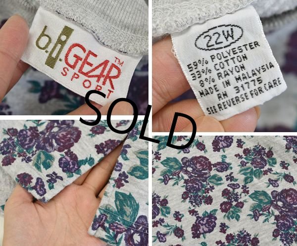 画像2: 【グレー×紫】【花柄】【スウェット】【サイズL程度】レディース古着  (2)