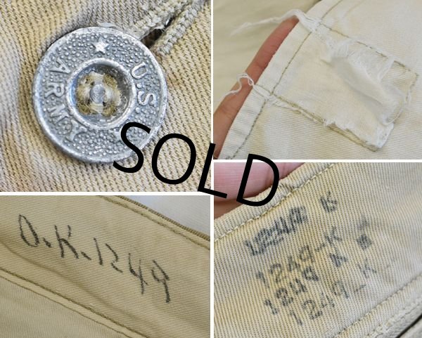 画像2: 【WW2】【ビンテージ】【U.S.ARMY】【米軍実物】【41カーキ】【メタルボタン】【チノパンツ】【チノパン】【W34程度】  (2)