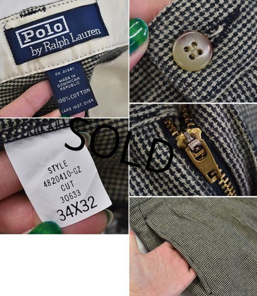 画像2: 【ラルフローレン】【ハウンドトゥースチェック】2タック【2タックコットンパンツ】【コットンパンツ】【34×32】  (2)