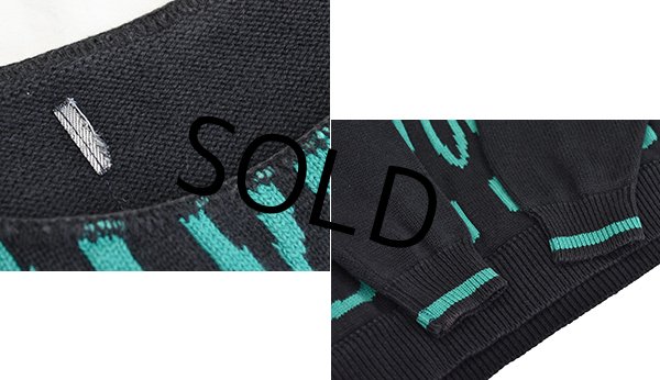 画像2: 【黒×緑】コットンセーター【コットンニット】レディース古着  (2)