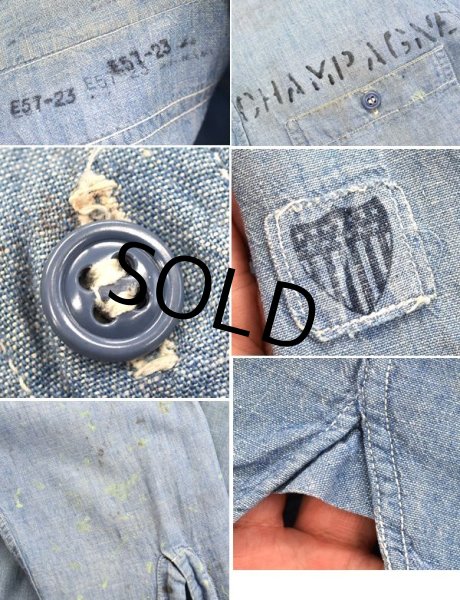 画像3: 60's【ビンテージ】【U.S.NAVY】 【シャンブレーシャツ】【コットンシャツ】  (3)