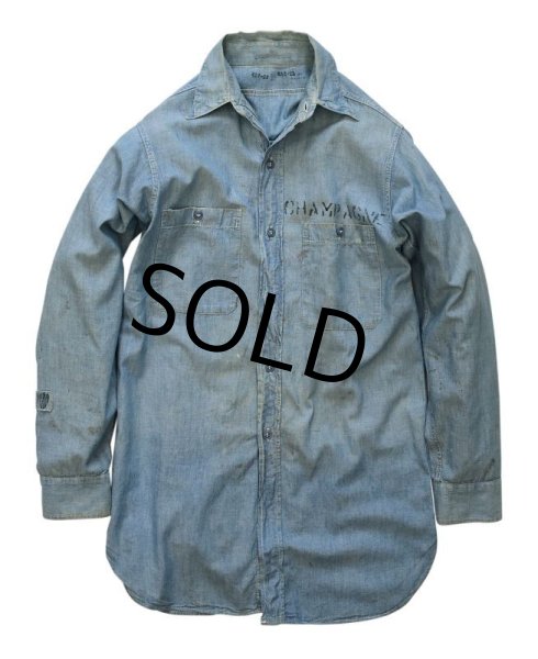 画像2: 60's【ビンテージ】【U.S.NAVY】 【シャンブレーシャツ】【コットンシャツ】  (2)