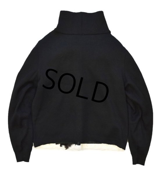 画像3: 【ビンテージ】【ハラコ×ニット】【黒】【ハイネック】【セーター】【レディース古着】  (3)