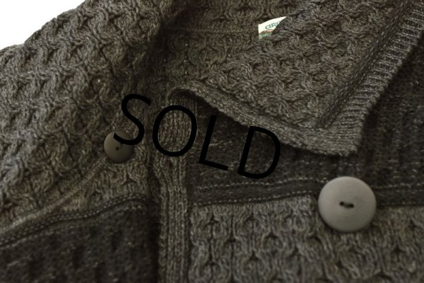 画像6: 程度良好!!【アイルランド製】 【アランクラフト】【チャコールグレーx黒】ニットコート【アランカーディガン】【レディースL】  (6)