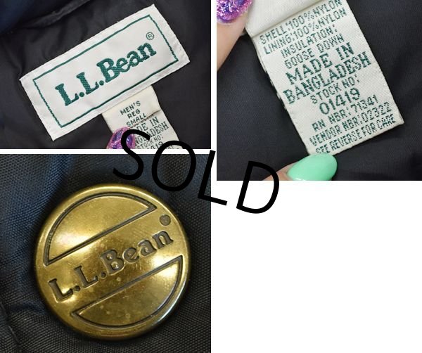 画像2: 刻印ボタン【ビンテージ】【LLビーン】【L.L.bean 】【黒】ダウンベスト【サイズS】  (2)