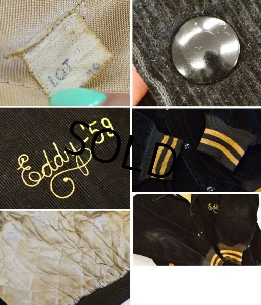 画像2: 50's【ビンテージ】【黒】【チェーンステッチ】【OXON HILL】【コーデュロイ】【スタジャン】【コーデュロイジャケット】  (2)