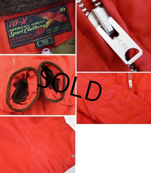 画像2: USA製【ビンテージ】【10X】【赤】ハンティングジャケット【中綿入り】【襟ファー】【コットンジャケット】【サイズM】  (2)