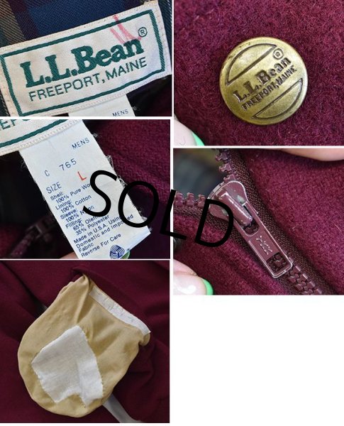 画像2: 【ビンテージ】【LLビーン】【L.L.bean】【エンジ】ウールブルゾン【比翼仕立てブルゾン】  (2)