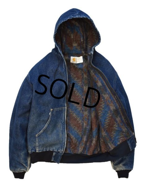 画像4: USA製 ビンテージ【carhartt】【カーハート】【デニム地】アクティブパーカー【フルジップパーカー】【サイズＸＬ】  (4)