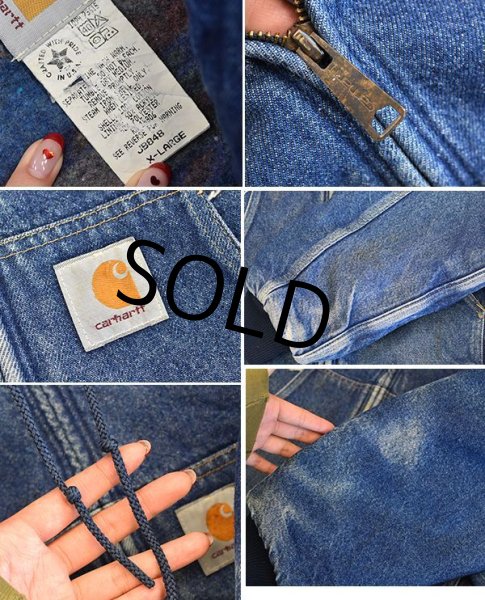 画像2: USA製 ビンテージ【carhartt】【カーハート】【デニム地】アクティブパーカー【フルジップパーカー】【サイズＸＬ】  (2)
