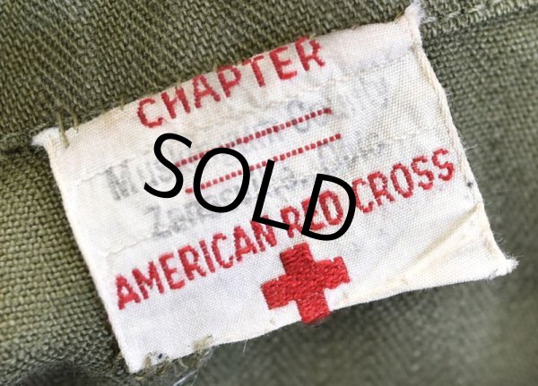 画像2: 40's〜【ビンテージ】【米軍】【red cross】巾着 【HBT】ポーチ【レッドクロス】  (2)