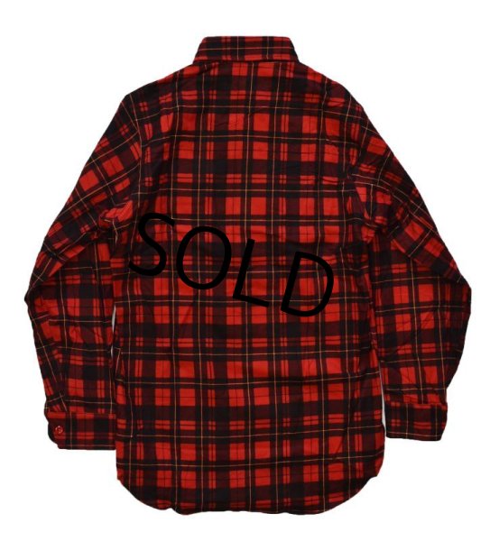 画像4: 50's【ビンテージ】デッドストック【Penny's】【赤×黒】【チェックプリント】【ライトフランネルシャツ】【サイズS】  (4)