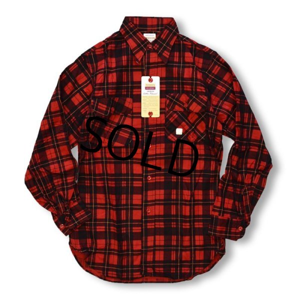 画像2: 50's【ビンテージ】デッドストック【Penny's】【赤×黒】【チェックプリント】【ライトフランネルシャツ】【サイズS】  (2)