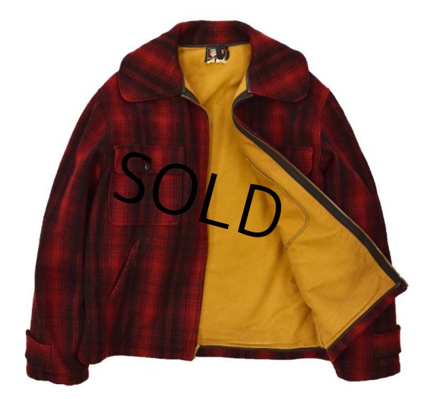 画像4: 40’s【ビンテージ】【ウールリッチ】【Woolrich】【赤×黒】【バッファローチェック】【ウールブルゾン】【サイズ42】  (4)