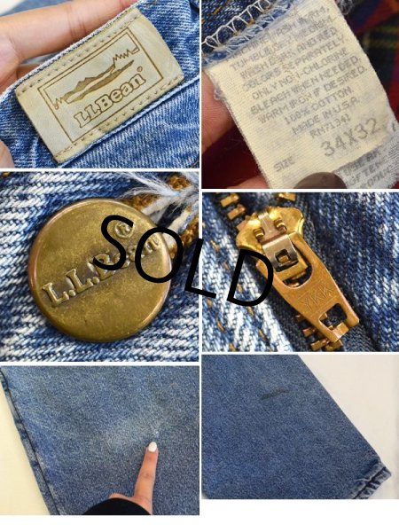 画像3: 【USA製】【L.L.bean】LLビーン【赤チェック裏地付き】【デニムパンツ】【34×32】  (3)