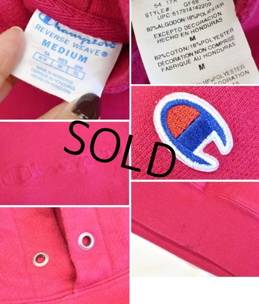 画像2: 【チャンピオン】【リバースウィーブ】【ピンク】【ロゴ】【刺繍】【スウェットパーカー】【サイズＭ】  (2)