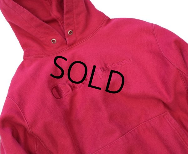 画像3: 【チャンピオン】【リバースウィーブ】【ピンク】【ロゴ】【刺繍】【スウェットパーカー】【サイズＭ】  (3)