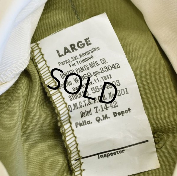 画像2: 40's【ビンテージ】【デッドストック】【米軍実物】【U.S.ARMY】コヨーテファー【リバーシブル】【スノーパーカー】【スキーパーカー】【サイズL】  (2)