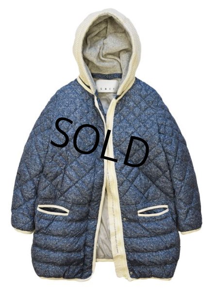 画像1: 【G M X Y】【ニット×ニット柄プリント】【フード取り外し可能】中綿入り【キルティングジャケット】【サイズS】【レディース古着】  (1)