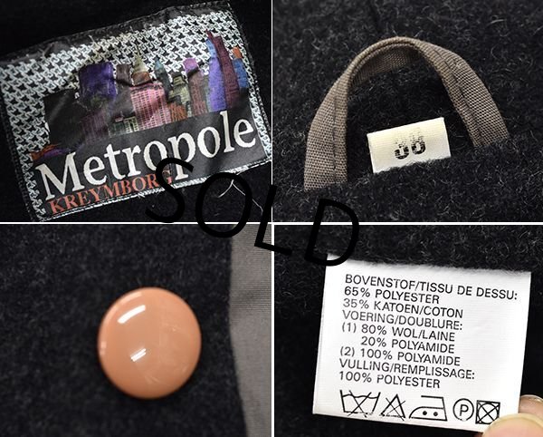 画像2: 【ビンテージ】【metropole kreymborg】【メトロポール クレイムボルグ 】 【グレーxチャコール】2トーン【ショールカラー】【レディースコート】【ウールコート】【サイズ38】  (2)