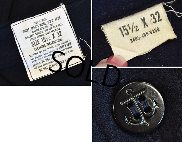 画像2: 程度良好‼【70's】【ビンテージ】米軍実物 U.S.NAVY【CPOシャツ】【15 1/2 -32】  (2)