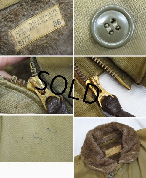 画像2: 稀少サイズ!! 40's【ビンテージ】【米軍実物】【U.S.NAVY】【N-1】【デッキジャケット】【サイズ36】  (2)
