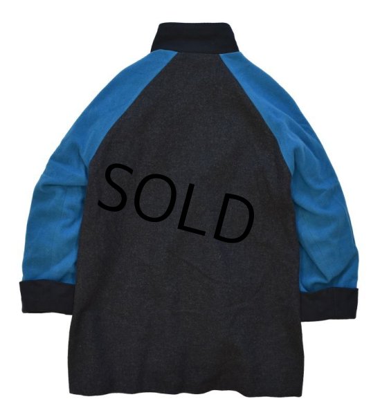 画像3: 【KATHYLEVINE】【チャコール×ブルー】【ジップアップコート】【ウールコート】レディースL【サイズL】レディース古着  (3)