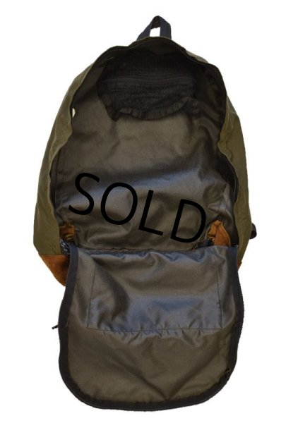 画像6: 【ビンテージ】USA製 【EASTPAK】【イーストパック】【 ボトムレザー】【底レザー】【オリーブドラブカラー】【ODカラー×ブラウン】【デイパック】【バックパック】【リュックサック】  (6)