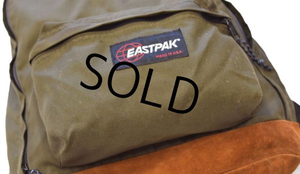 画像5: 【ビンテージ】USA製 【EASTPAK】【イーストパック】【 ボトムレザー】【底レザー】【オリーブドラブカラー】【ODカラー×ブラウン】【デイパック】【バックパック】【リュックサック】  (5)