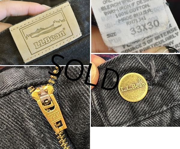 画像3: 【USA製】【L.L.bean】LLビーン【黒】【チェック裏地付き】【デニムパンツ】【33×30】  (3)