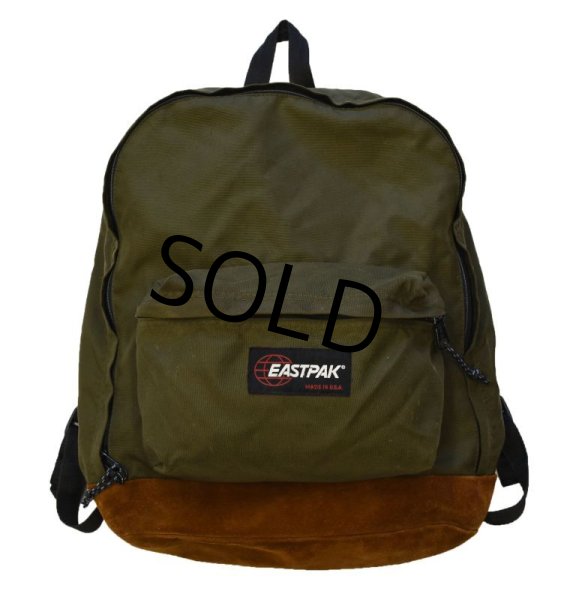 画像7: 【ビンテージ】USA製 【EASTPAK】【イーストパック】【 ボトムレザー】【底レザー】【オリーブドラブカラー】【ODカラー×ブラウン】【デイパック】【バックパック】【リュックサック】  (7)