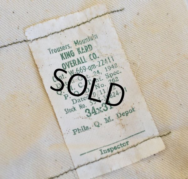 画像3: 【デッドストック】ビンテージ【40's】WW2【米軍実物】【U.S.ARMY】山岳部隊【マウンテントラウザーズ】【マウンテンパンツ】【W34】  (3)