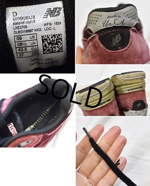 画像2: USA製【ニューバランス】new balance【990】エンジ【M990BU3】【9D】【27cm程度】  (2)