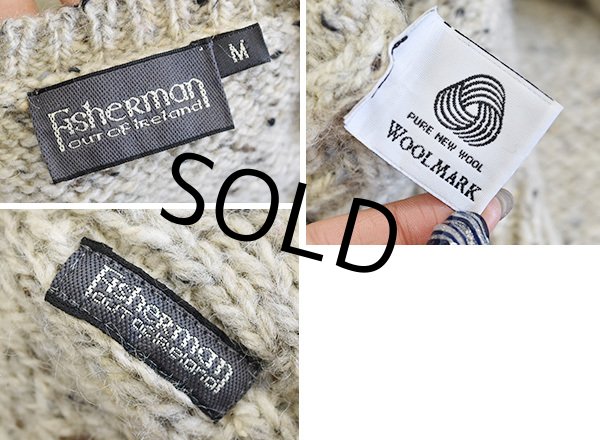 画像2: 【アイルランド製】【Fisherman】【オートミール】【ネップ入り】【ウールセーター】【フィッシャーマンセーター】【サイズＭ】  (2)