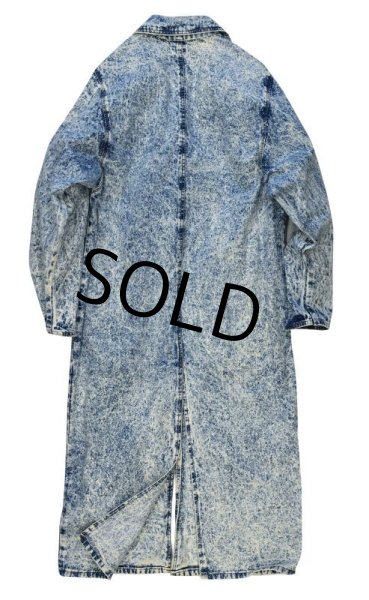 画像4: USA製【ビンテージ】【ケミカルウォッシュ】ロングコート【デニムジャケット】アシッドデニム【サイズS】  (4)