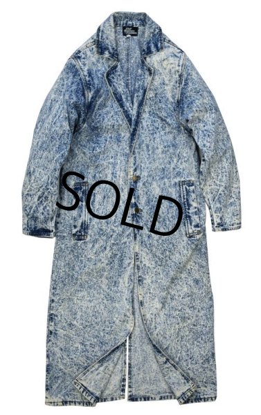 画像3: USA製【ビンテージ】【ケミカルウォッシュ】ロングコート【デニムジャケット】アシッドデニム【サイズS】  (3)