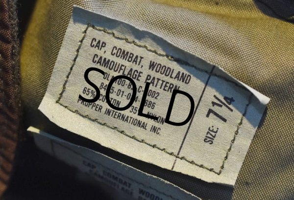 画像2: 80's【米軍実物】【U.S.ARMY】【ウッドランド】【カモフラ】【耳当て付き】【コンバットキャップ】【7-1/4】   (2)